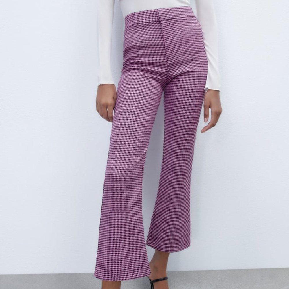 Zara Purple Checkered Skinny Pants